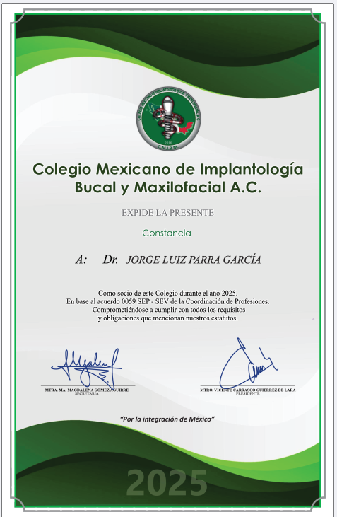 constancia socio CMIBM 2025 JORGE LUIZ PARRA GARCIA